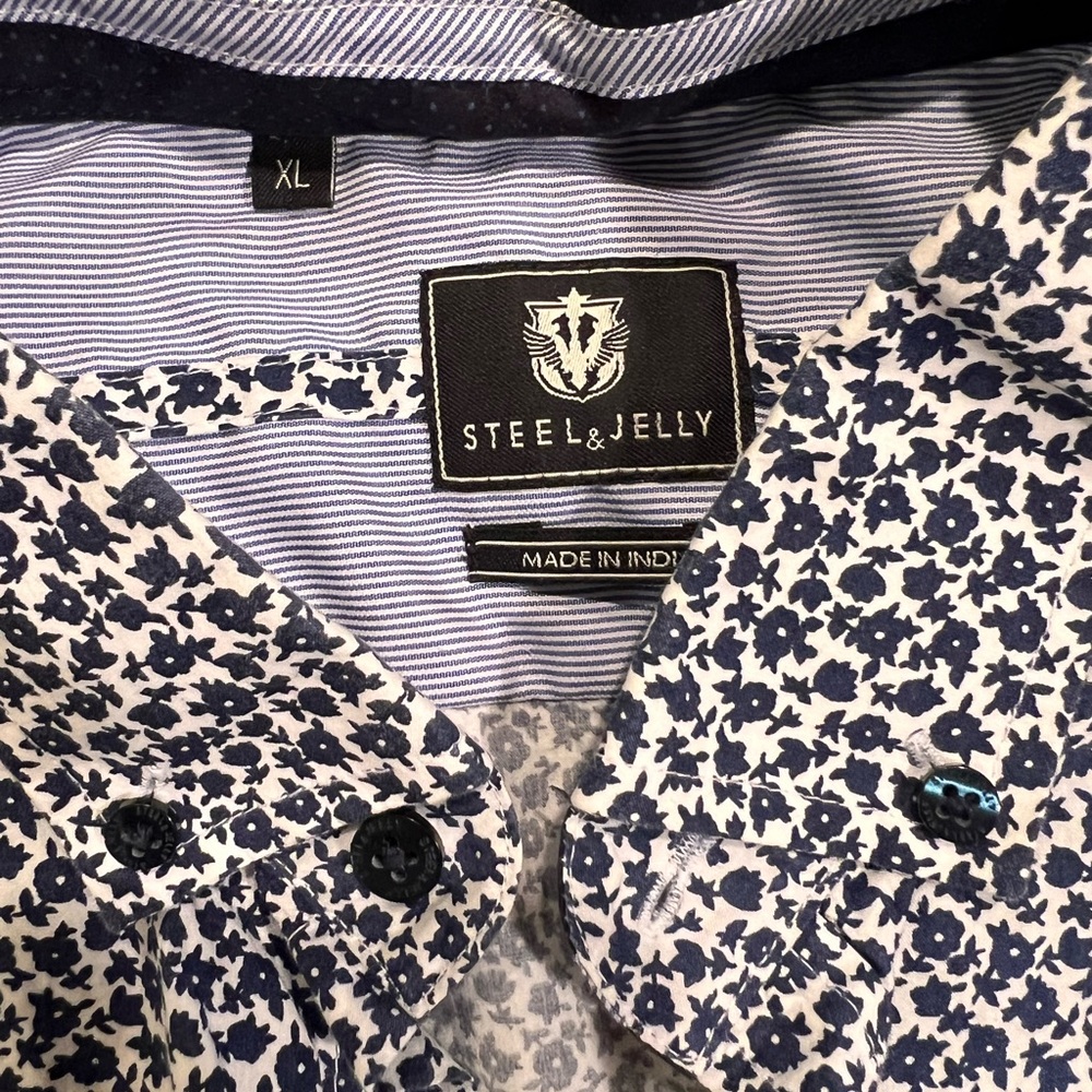 Steele and Jelly limited edition floral print dress shirt, size L.